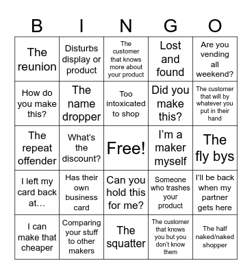 Vendor Bingo Card