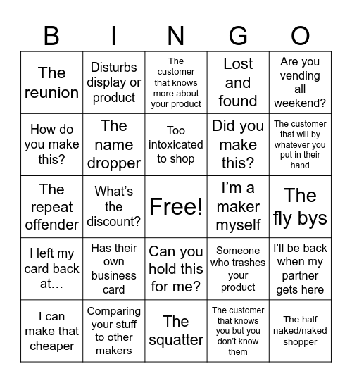 Vendor Bingo Card