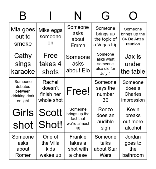 Painted Pony Bingo Card