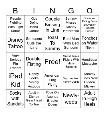 Disneyland Bingo Card