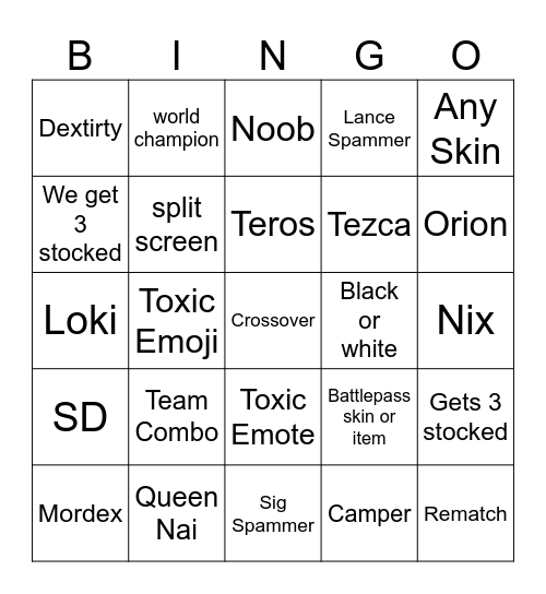 Untitled Bingo Card