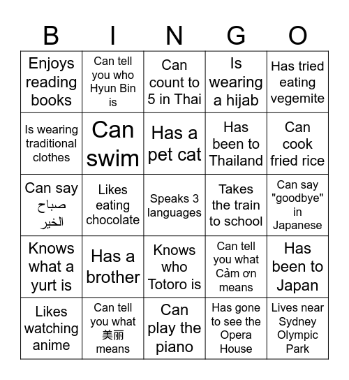 Find Someone Who Bingo Card