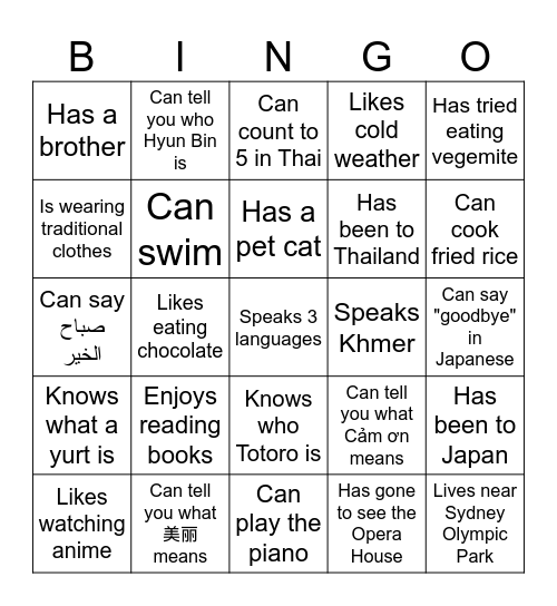 Find Someone Who Bingo Card