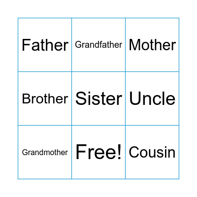 Family Bingo Card