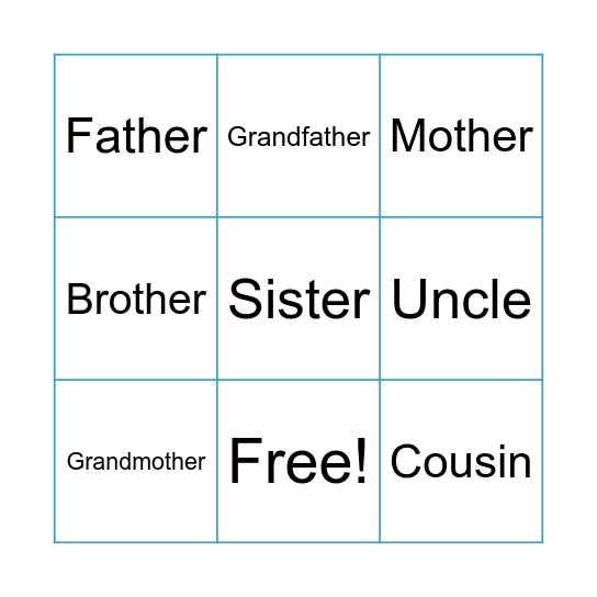 Family Bingo Card