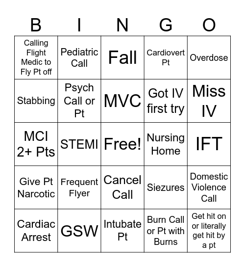 EMS BINGO Card