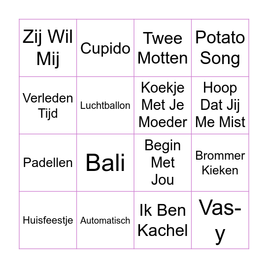 MUZIEK BINGO!!! Bingo Card