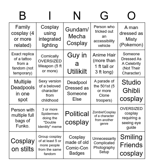 Configu-Con 2022 Bingo Card