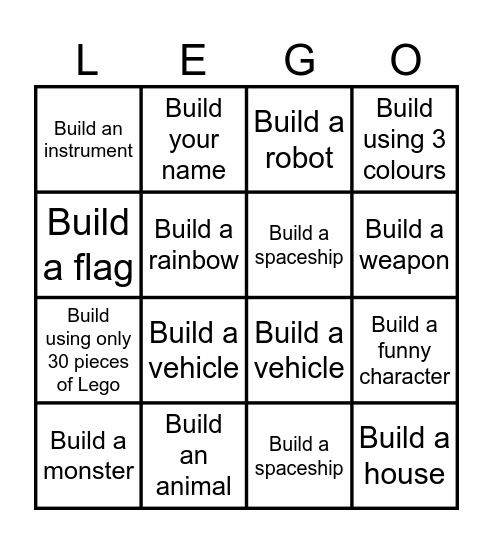 LEGO BINGO Card