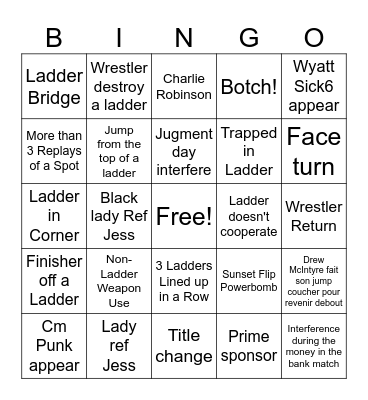 Money in the Bank Bingo Card