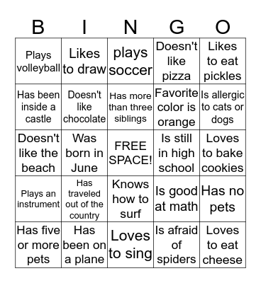Find Someone Who... Bingo Card