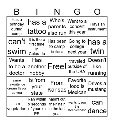 Find someone who Bingo Card