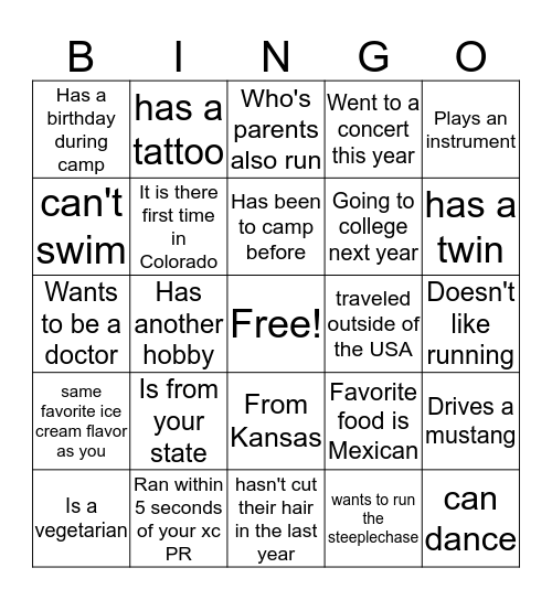 Find someone who Bingo Card