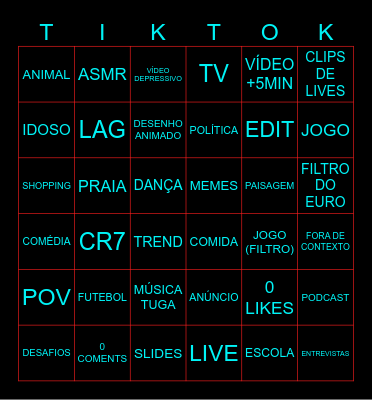 BINGO DO TIKTOK Bingo Card
