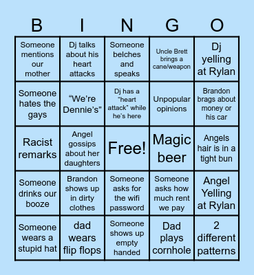 Family BBQ Bingo Card