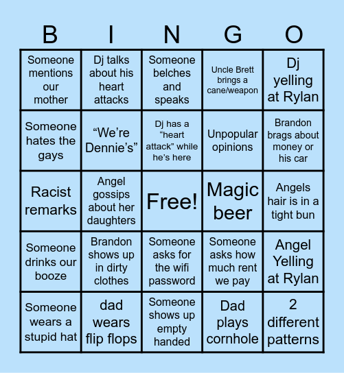 Family BBQ Bingo Card