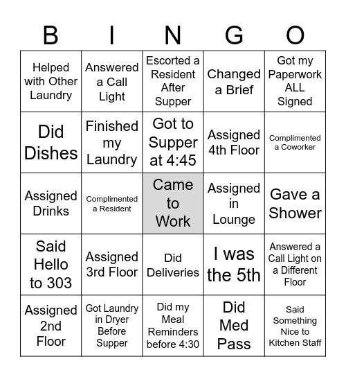 Companion Bingo Card