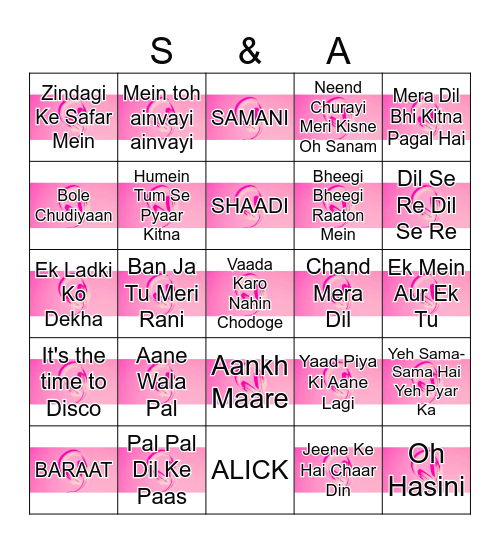 BOLLYWOOD MUSIC Bingo Card