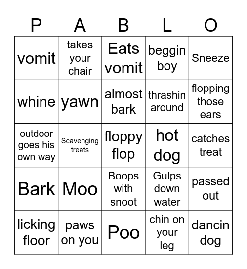 Bubby Bingo Card