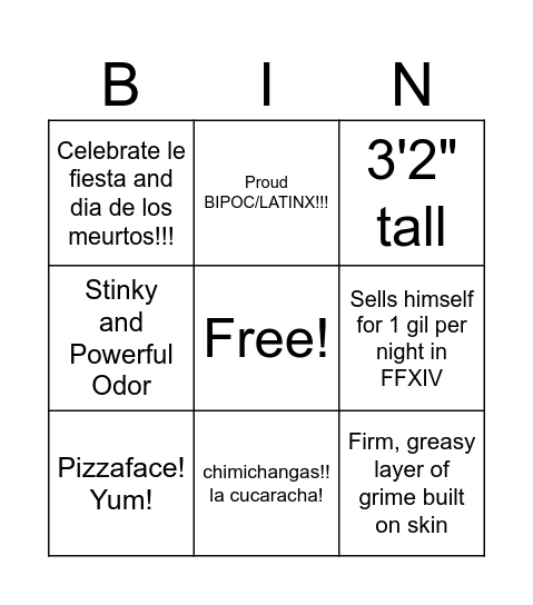 Jorge Bingo! Bingo Card