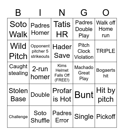 PADRES BINGO Card