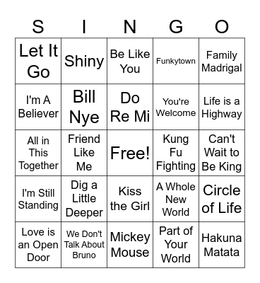 movies + shows Bingo Card