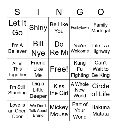 movies + shows Bingo Card