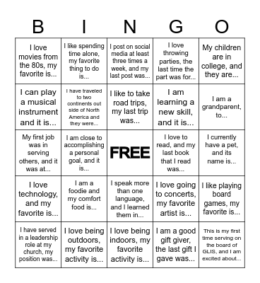 Ice Breaker Bingo Card