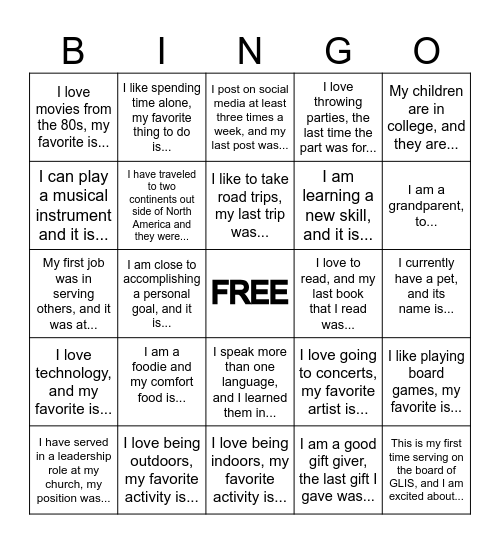 Ice Breaker Bingo Card