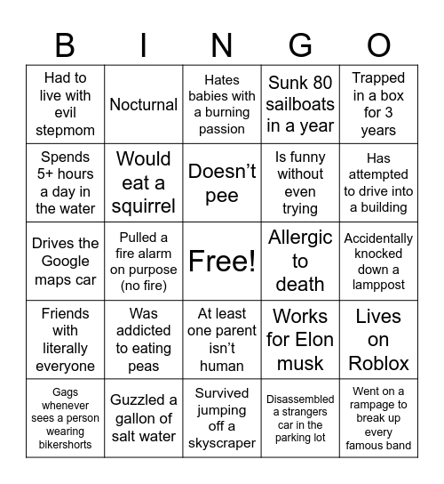 Relatable Bingo Card