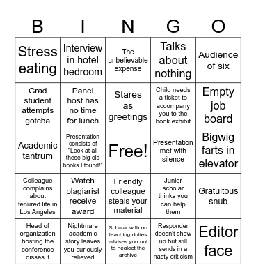 My Big Conference Bingo Card