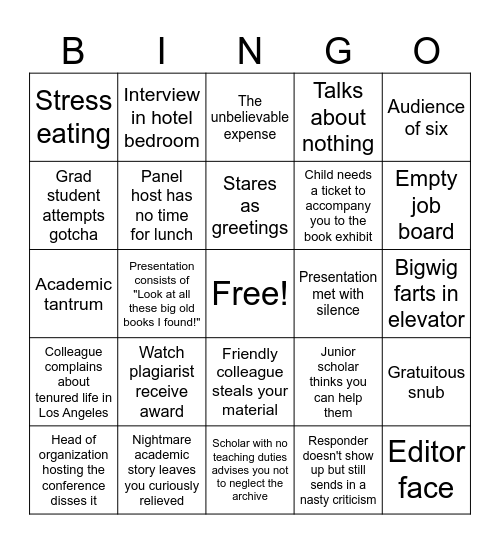 My Big Conference Bingo Card