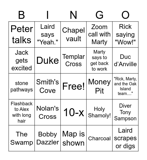 OAK ISLAND BINGO 3 Bingo Card