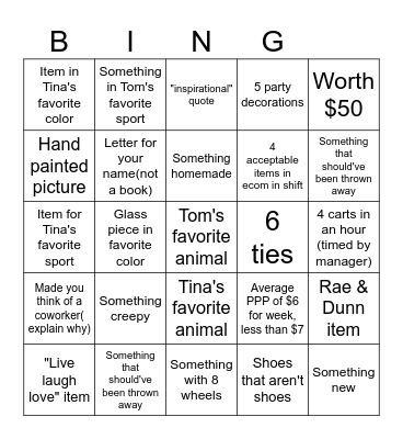 Wares Bingo Card
