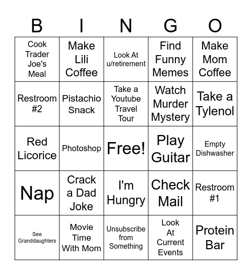 Scott's Bingo Card Bingo Card