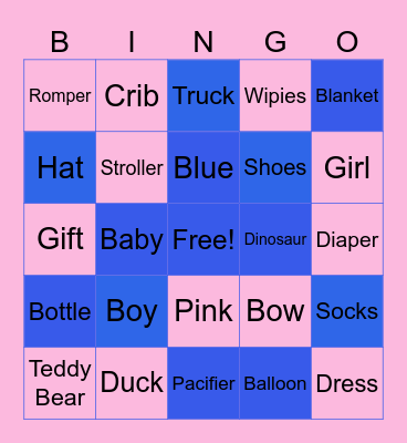 Gender Reveal Bingo Card