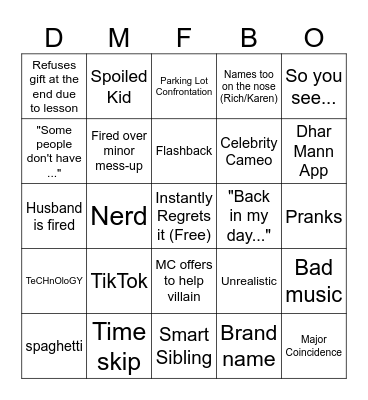 Dhar Mann Bingo Card