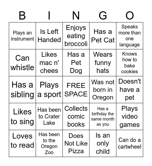 Human Bingo Card