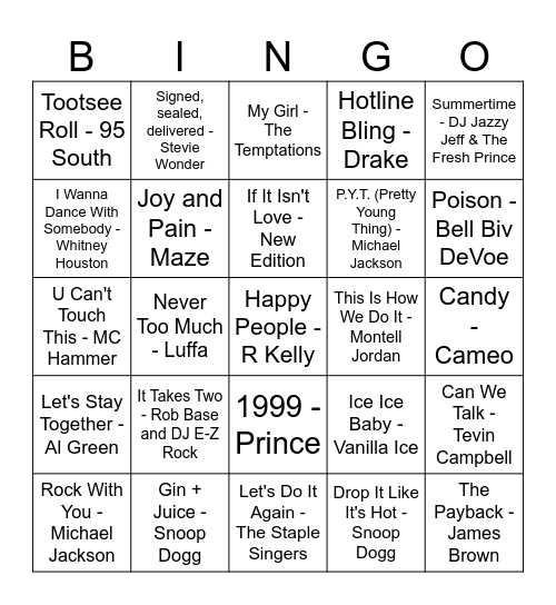 MUSIC BINGO Card
