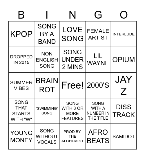 BINGO 2 Bingo Card