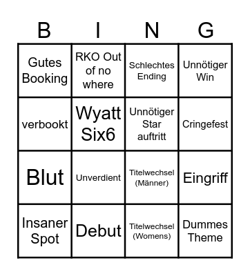 Money in the Bank Bingo Card