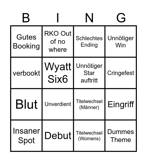 Money in the Bank Bingo Card