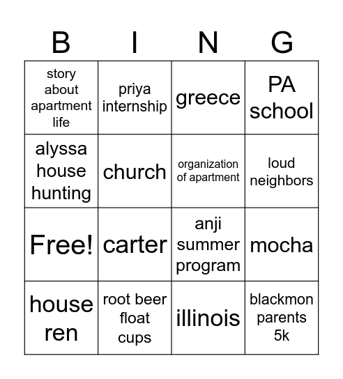 Untitled Bingo Card