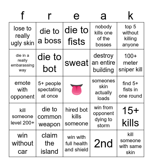 fortnite bingo (chapter 5 season 3) Bingo Card