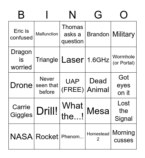 Skinwalker E9 Bingo Card