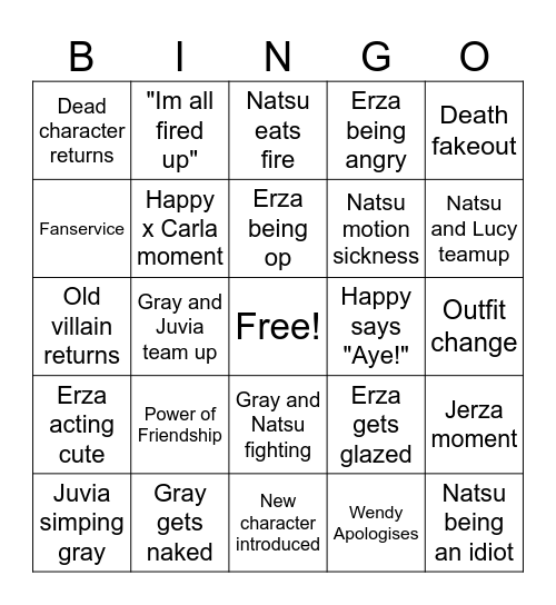 Fairy Tail 100yr Quest (Episode) Bingo Card