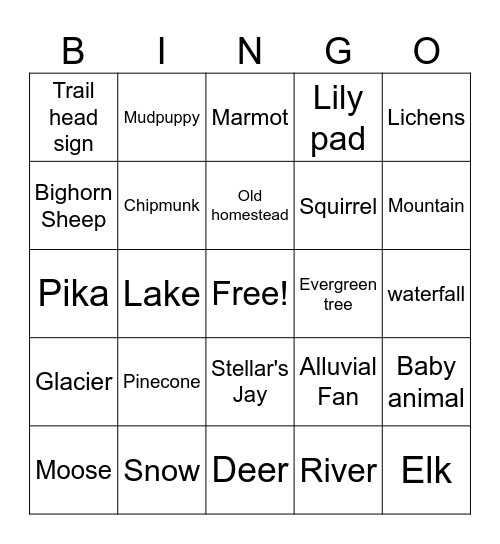 RMNP Bingo Card