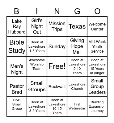 B&B SMALL GROUP BINGO Card