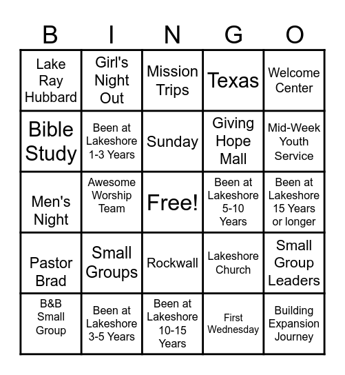 B&B SMALL GROUP BINGO Card