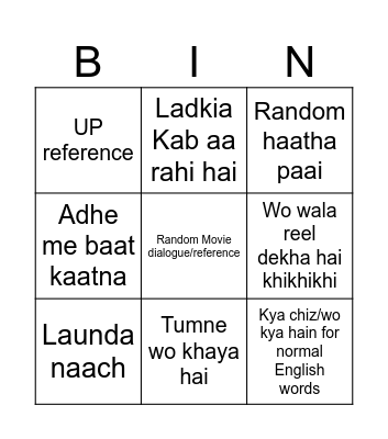 Faizan Bingo Card